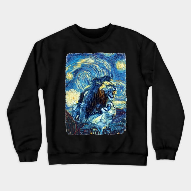 Mafia Lion Van Gogh Style Crewneck Sweatshirt by todos